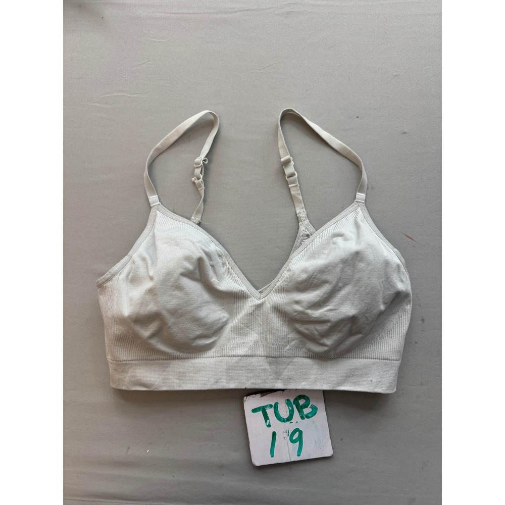 Athleta Ribbed Seamless Bralette Light Gray V-Neck Adjustable Straps Size M
